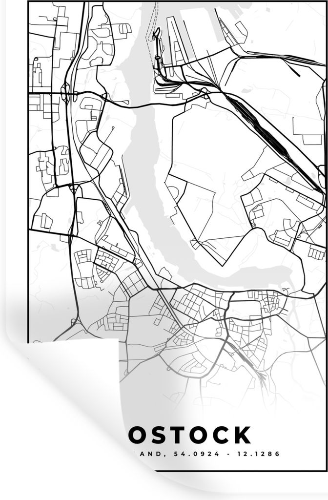 MuchoWow Wandtattoo Wandsticker Wandaufkleber Karte - Stadtplan - Rostock - Karte 20x30 cm Selbstklebend und Repositionierbar - Sticker - Dekorfolie