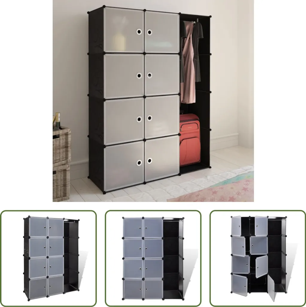 Scaffalatura Modulare 9 Vani per Garage e Hobby 37x115x150 cm Bianco Nero - 9