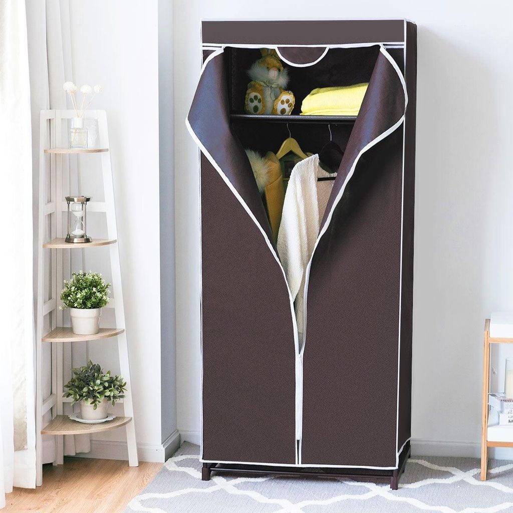 Kleiderschrank Textilschrank Garderobenschrank Stoffschrank mit Kleiderstange 75x50x170cm