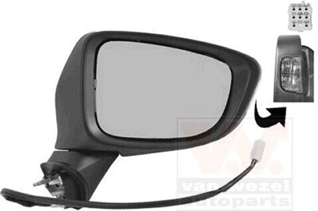 VAN WEZEL 2766818 Außenspiegel Seitenspiegel Rechts für MAZDA 6 Kombi (GJ, GL) Konvex Beheizt Grundiert