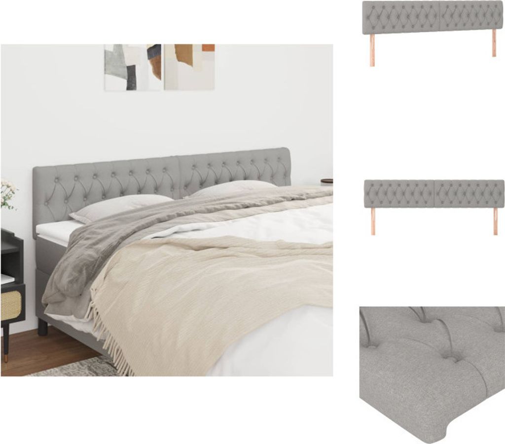 vidaXL Kopfteile 2 Stk. Hellgrau 90x7x78/88 cm Stoff - Kopf- & Fußenden