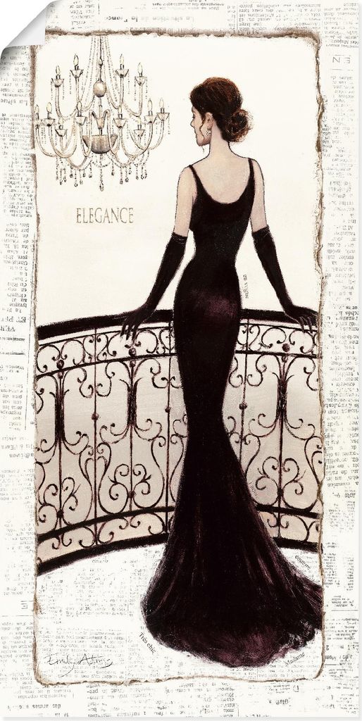ARTland Poster Die schöne in Schwarz Größe: 75x150 cm