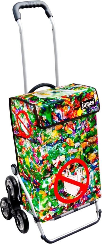 James Einkaufstrolley - PLASTIKMUELL - stabiler Einkaufswagen mit individuellem Design - einfarbig: grün in Ausführung: Royal-Treppensteiger
