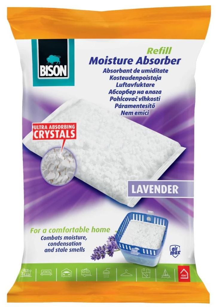 Bison AirMax Luftentfeuchter Nachfüllpackung - Lavendelduft - 450 g - Gegen Schimmel und Kondensation - Für 30 m³ - Wirksam bis zu 3 Monate - Ca...