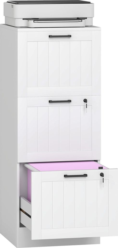 HOMCOM Caisson bureau avec 3 tiroirs et serrures, meuble Image du produit 