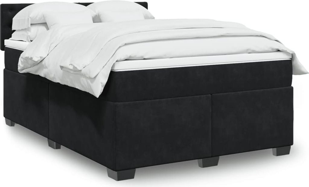 Maison Exclusive - Boxspringbett mit Matratze Schwarz 140x200 cm Samt