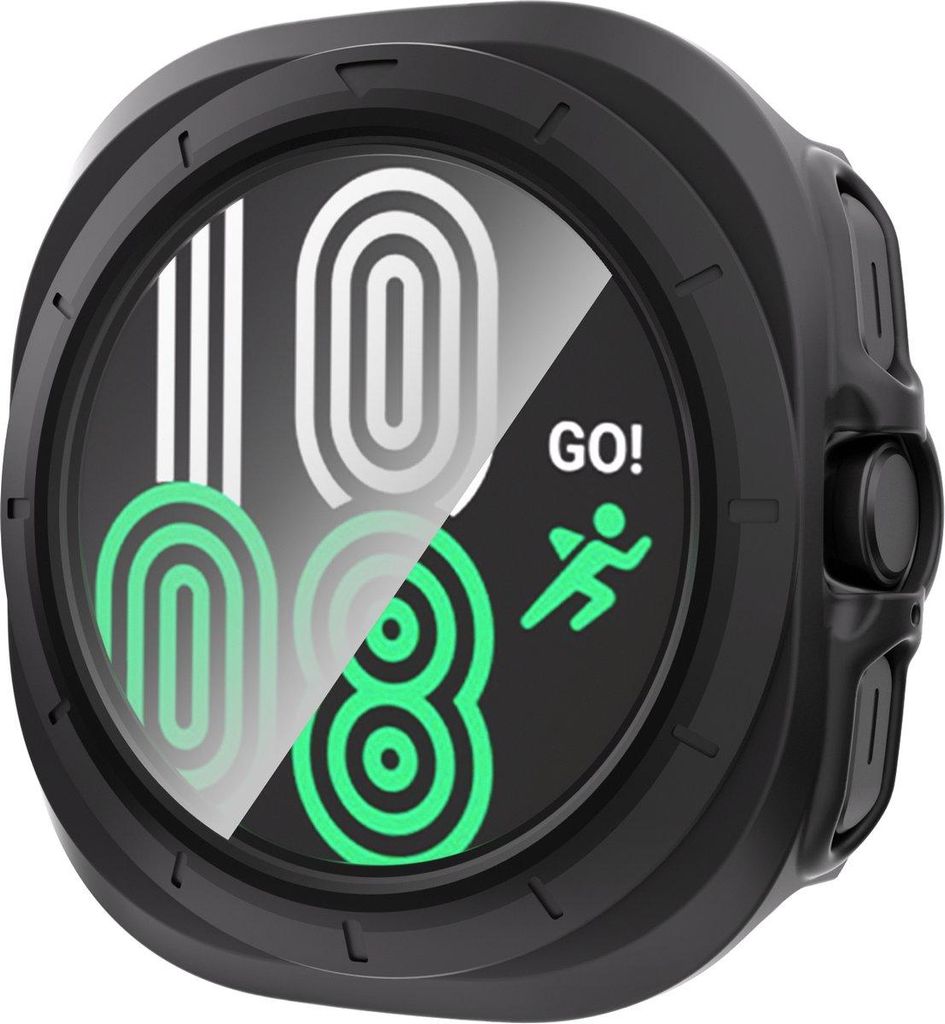 Stravo Uhrenhülle mit Displayschutz – Schutzhülle – gehärtetes Glas – passend für Samsung Galaxy Watch Ultra / Ultra 2025 – Schwarz