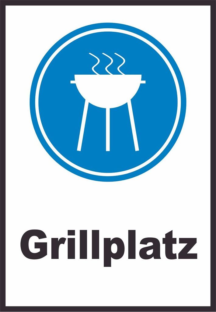Grillplatz Schild A6 Rückseite selbstklebend