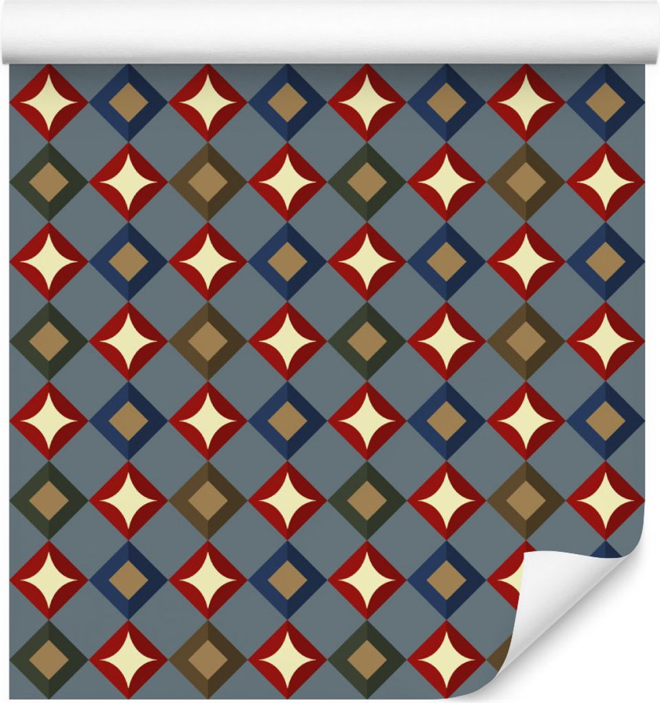 10m VLIES TAPETE Rolle Geometrie Quadrate Muster Sterne Abstrakt Motiv XXL