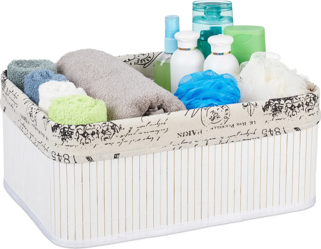 Corbeille de rangement en bambou lot de 5 pour étagère et placard