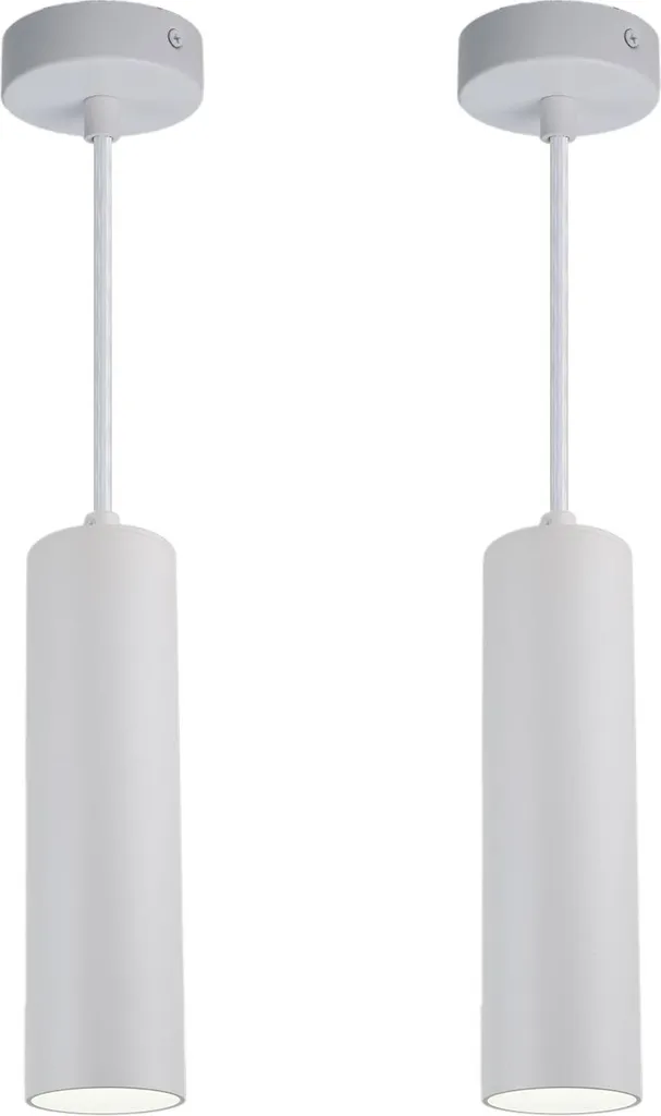 Luminaire suspendu cuisine et salon tube blanc GU10 hauteur réglable