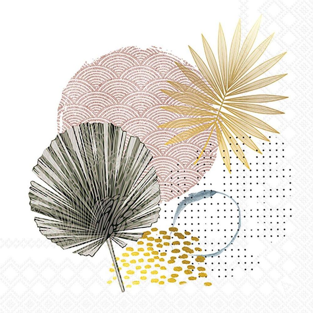 Servietten Lunch 33x33cm 3-Lagig 20 Servietten Palmblätter Napkin 33 Palms and patterns