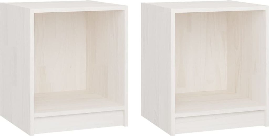 Nachttische 2 Stk. Weiß 35,5x33,5x41,5 cm Massivholz Kiefer