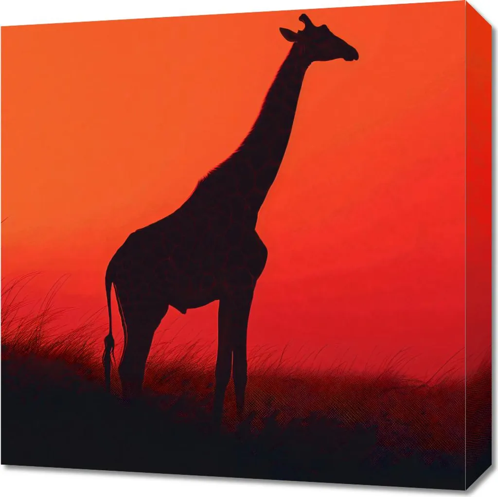 Quadro 50x50cm Giraffa in nero