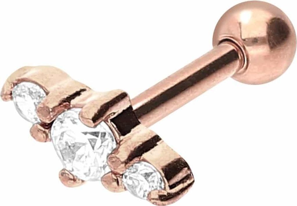 Ohrpiercing Chirurgenstahl Ohrpiercing 3 KRISTALLE