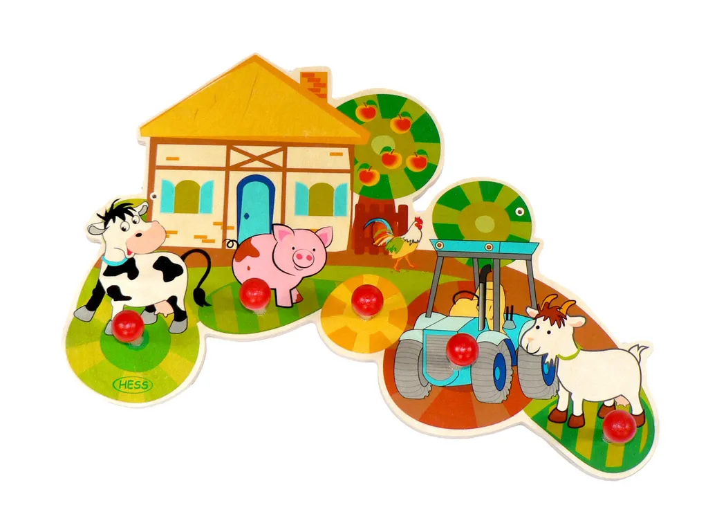Hess Holzspielzeug 30304 Portemanteau Bois Ferme pour Enfant 37 cm