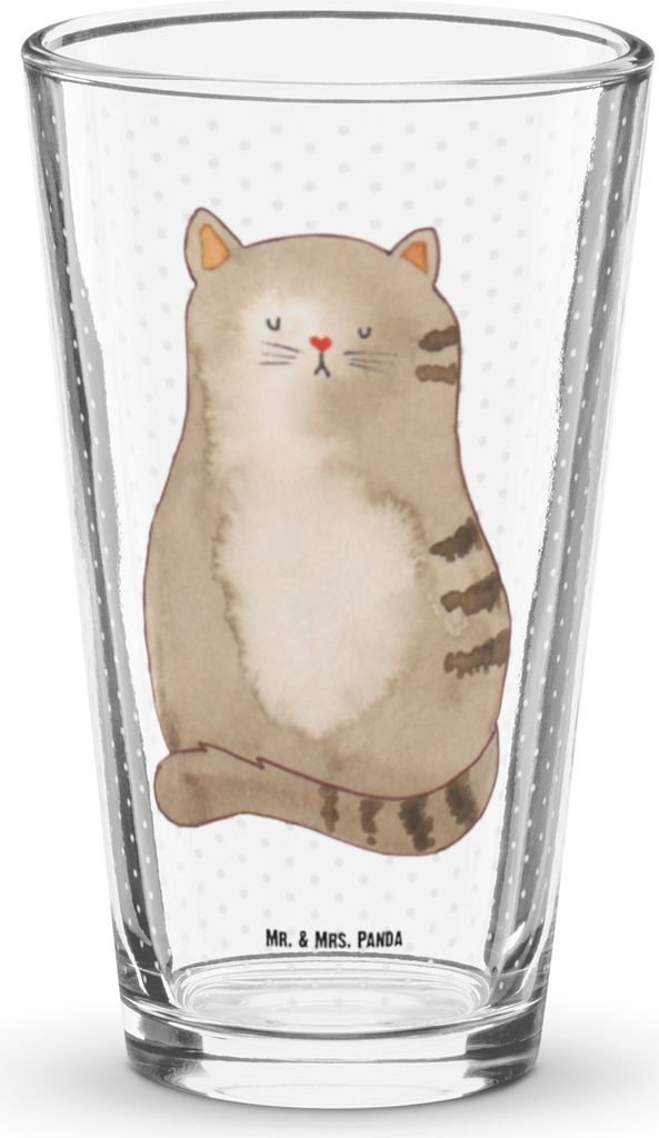Mr. & Mrs. Panda Wasserglas Katze Sitzen - Transparent - Geschenk, Bierglas, Cats, Cat, Longdrinkglas, Herz, Tumbler, Glas, Cocktailglas, Katzen