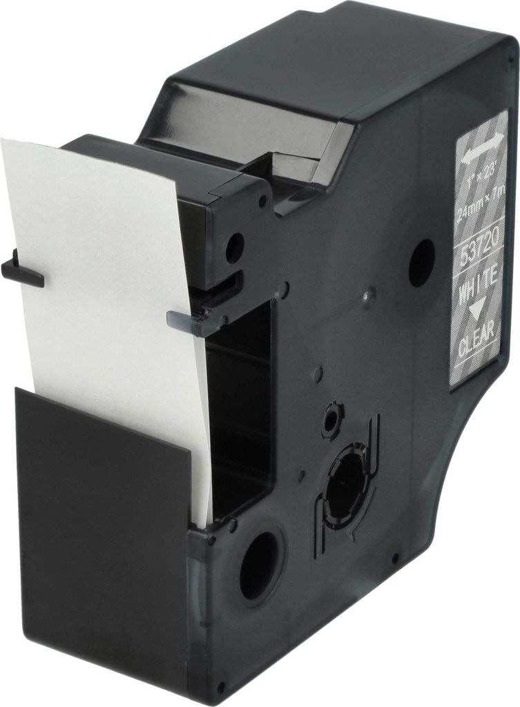 vhbw Schriftband-Kassette kompatibel mit Dymo LabelMaker PC2, PC Etiketten-Drucker 7m x 24mm Weiß auf Transparent