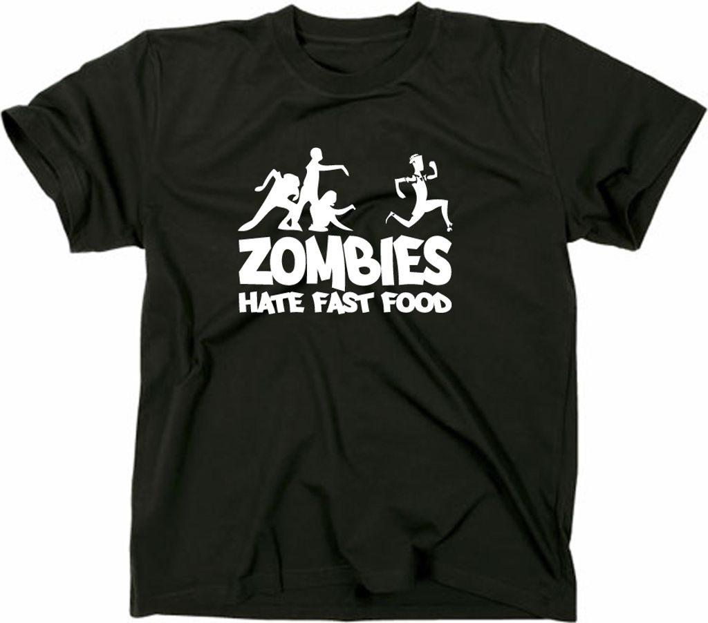 Styletex23 T-Shirt Zombies Hate Fast Food Fun, Schwarz, S