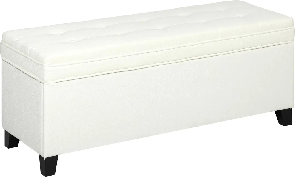 Banquette Coffre de Rangement 120 cm - Banc de Lit Capitonnée en Lin