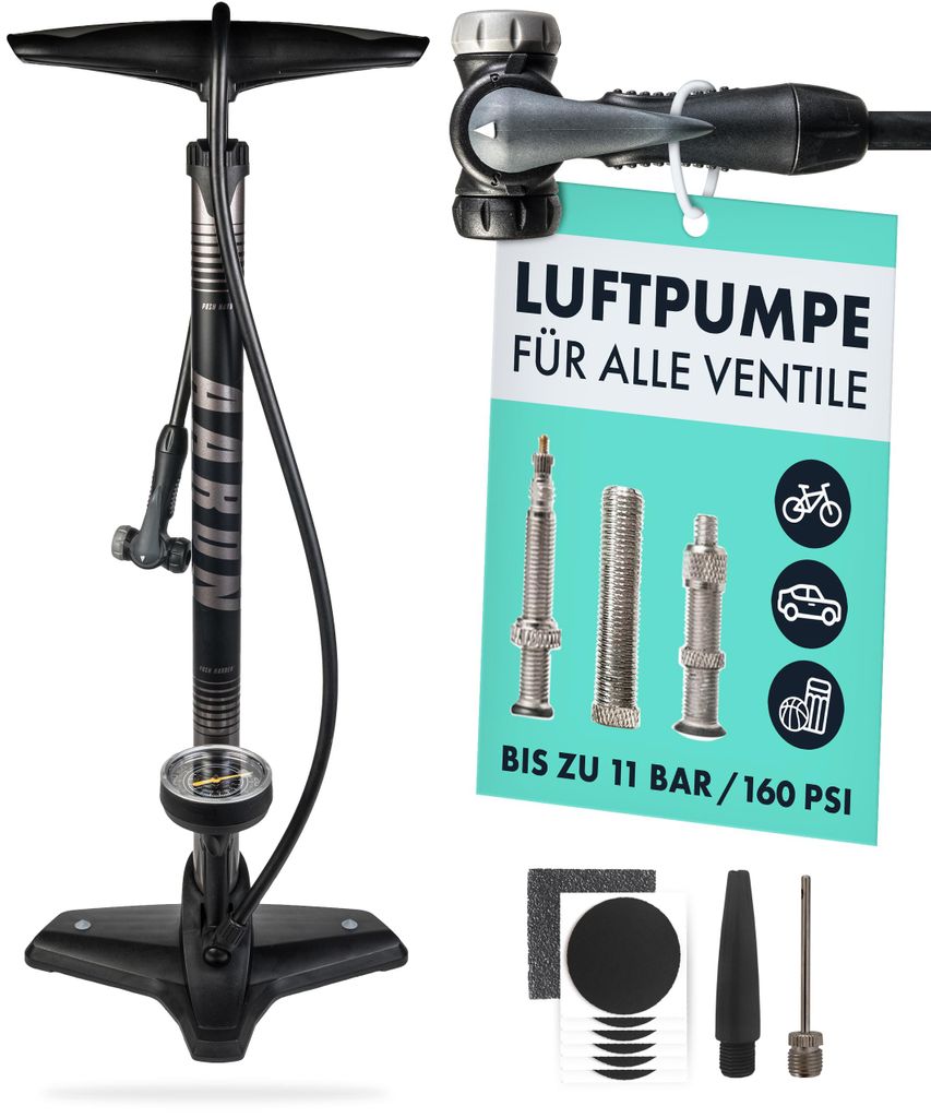 AARON Sport One Fahrradpumpe Standpumpe Schwarz/Grau Produktbild 