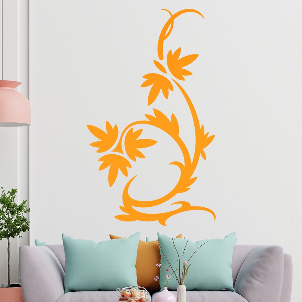 Blätter - Linien Wandtattoo in 6 Größen - Wandaufkleber Wall Sticker - Dekoration, Küche, Wohnzimmer, Schlafzimmer, Badezimmer