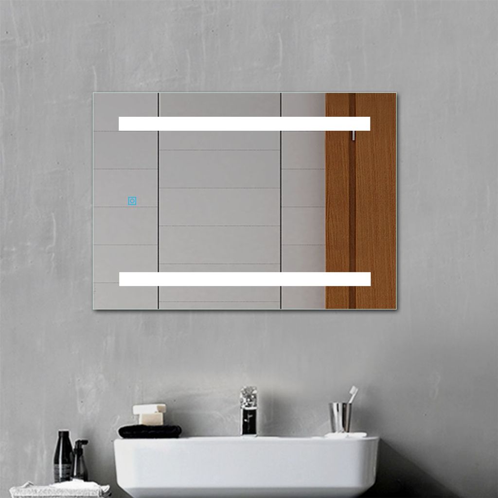 led badspiegel badezimmerspiegel 45x60 mit beleuchtung lichtspiegel  wandspiegel mit touch-schalter ip44 energiesparend kaltweiß