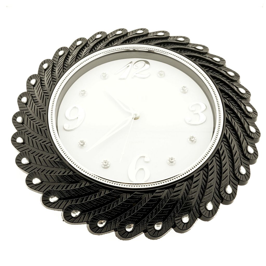 Almina Wanduhr Uhr Wohnzimmer modernes Design Quartz Schwarz