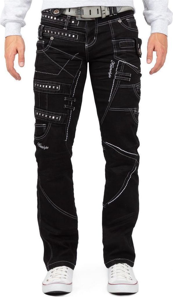 Kosmo Lupo Herren Jeans KM001-1 Schwarz W36/L34