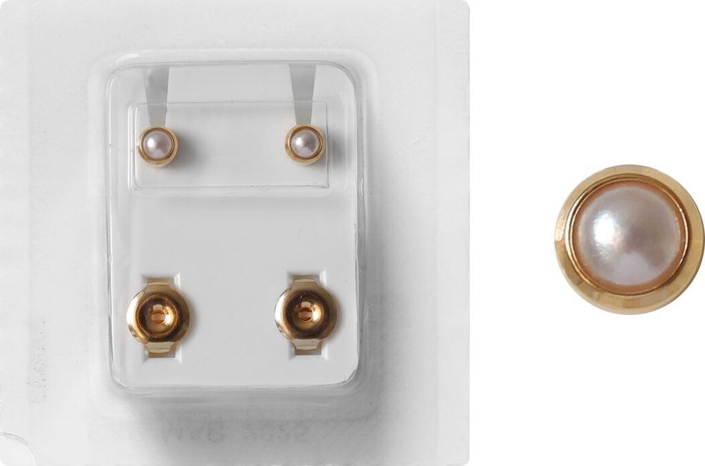 Erstohrstecker vergoldet Sterile Ohrstecker Zarge mit Perle Produktbild 