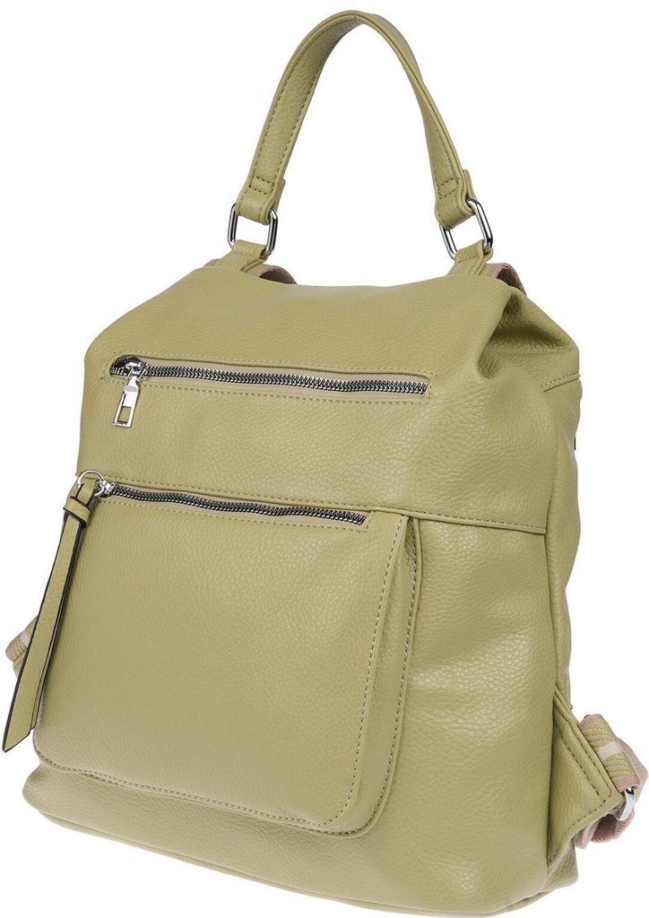 Großer Damen Rucksack Tasche Citybag Leder Optik Bodybag Schultertasche Shopper Grün