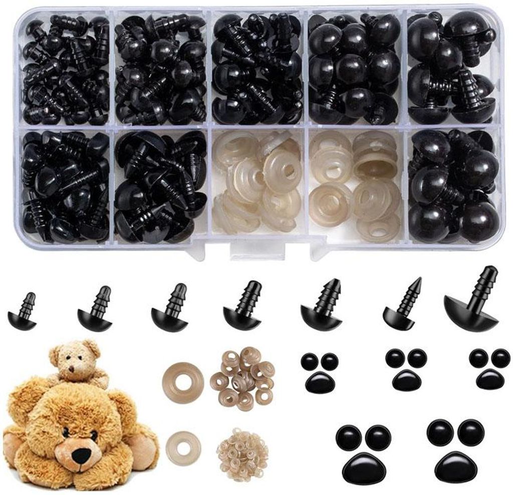 Sicherheitsaugen – 270 Stück – 6–12 mm – Bärenaugen – Produktbild 