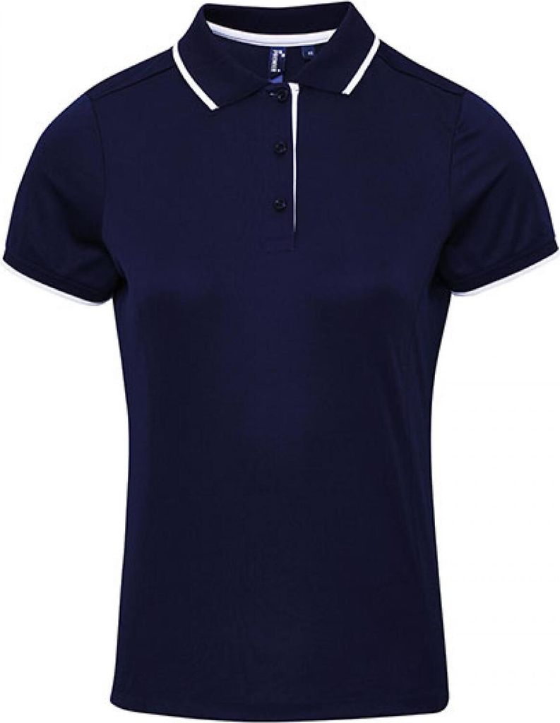 Premier Workwear PR619 | Damen Contrast Coolchecker Polo - Farbe: Navy/White - Größe: XXL