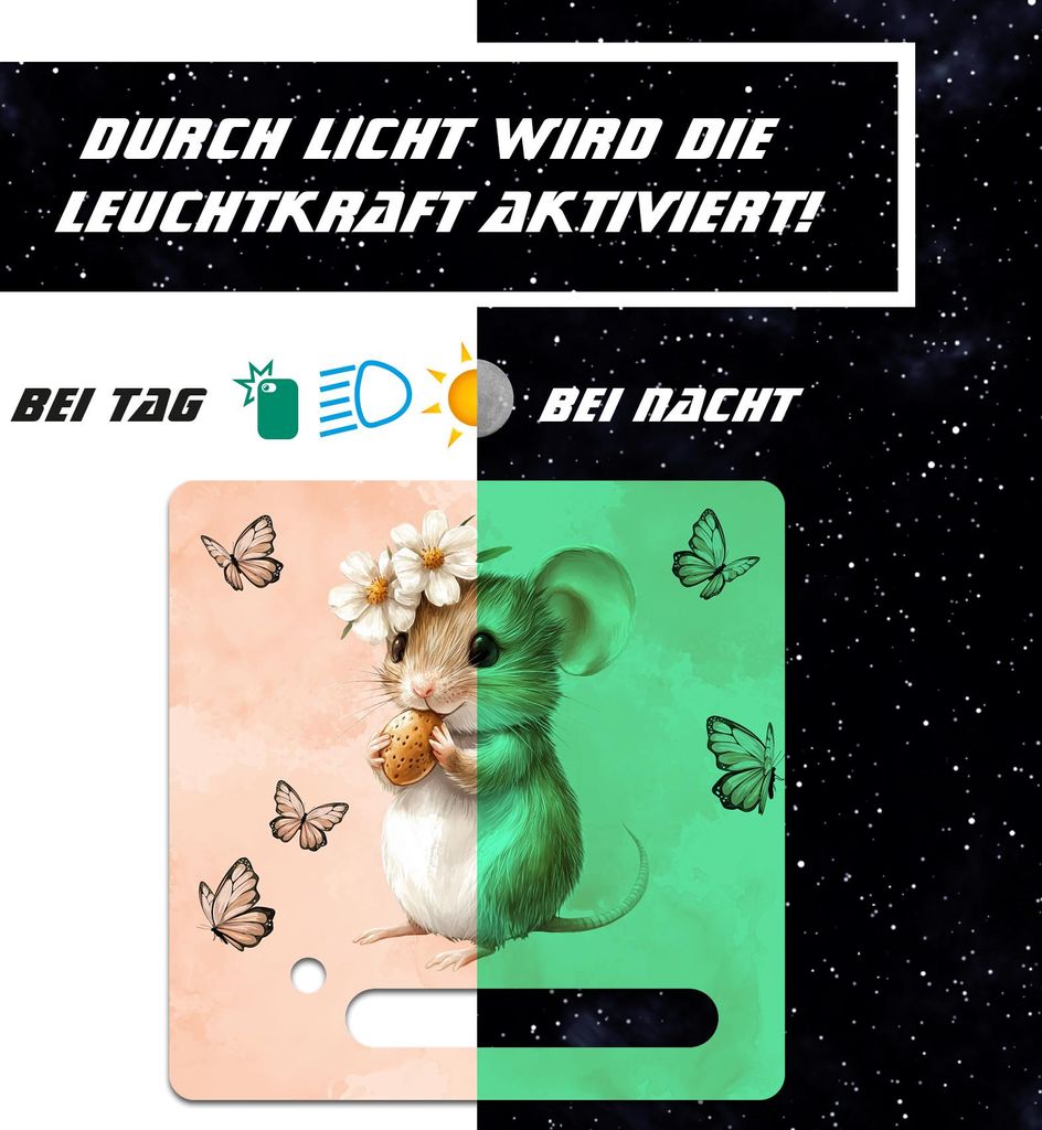 Nachtleuchtende Schutzfolie kompatibel mit Toniebox1 passgenaue Folie mit Motiv Kratzschutz für Musikbox Y031-41 Maus