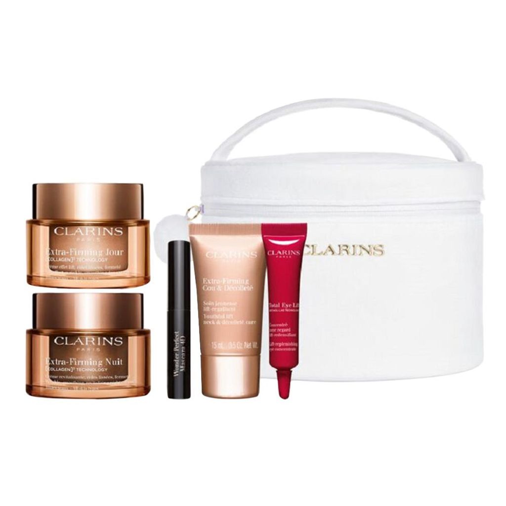 Clarins-Set: Extra straffende Anti-Aging-Tagescreme für das Gesicht, 50 ml + Extra straffende Anti-Falten-Nachtcreme für das Gesicht, 50 ml + Ext...