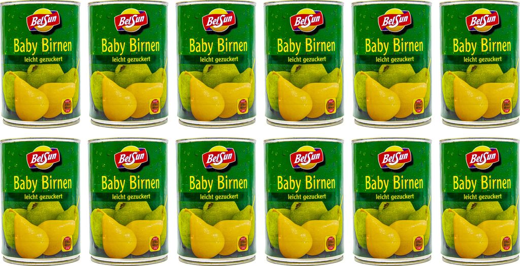 Food-United Ganze Baby Birnen leicht gezuckert 12 Dosen ATG Produktbild 