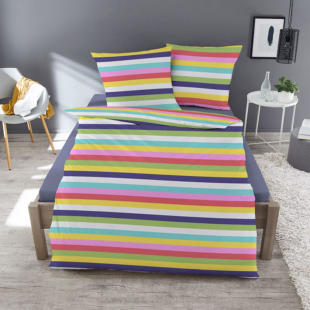 Traumschlaf Feinbiber Bettwäsche Rainbow 155x200 cm + 80x80 cm
