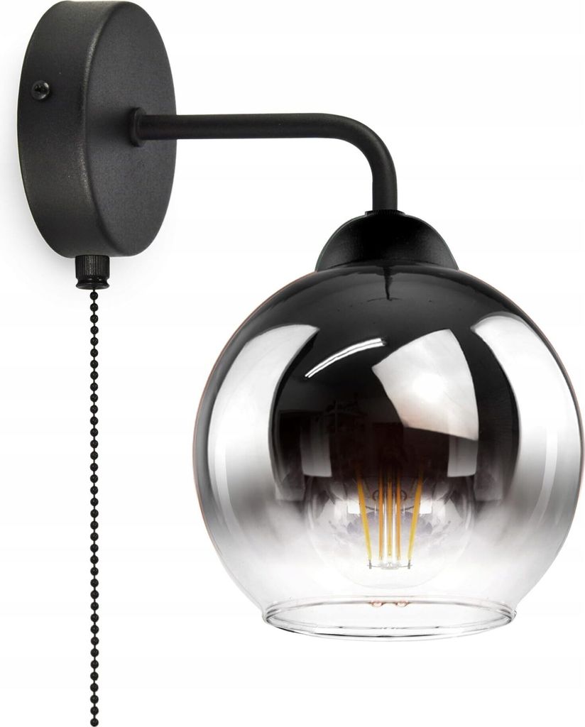 FKL DESIGN Home Deco Wandleuchte Wandlampe Kugel Schwarz Kupfer Transparent