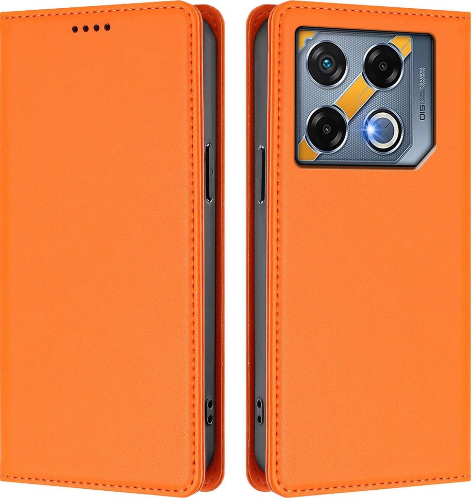 Handyhülle für Infinix GT 20 Pro 5G, Kunstleder Klapphülle Stoßfeste Magnetische Hülle mit Ständer Orange