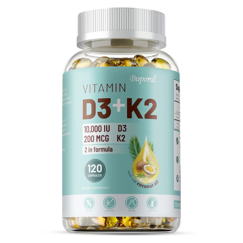 Vitamin D3 + K2 (120 Kapseln) Nahrungsergänzungsmittel, Knochen, Gelenke, Muskeln, Stoffwechsel, Immunsystem