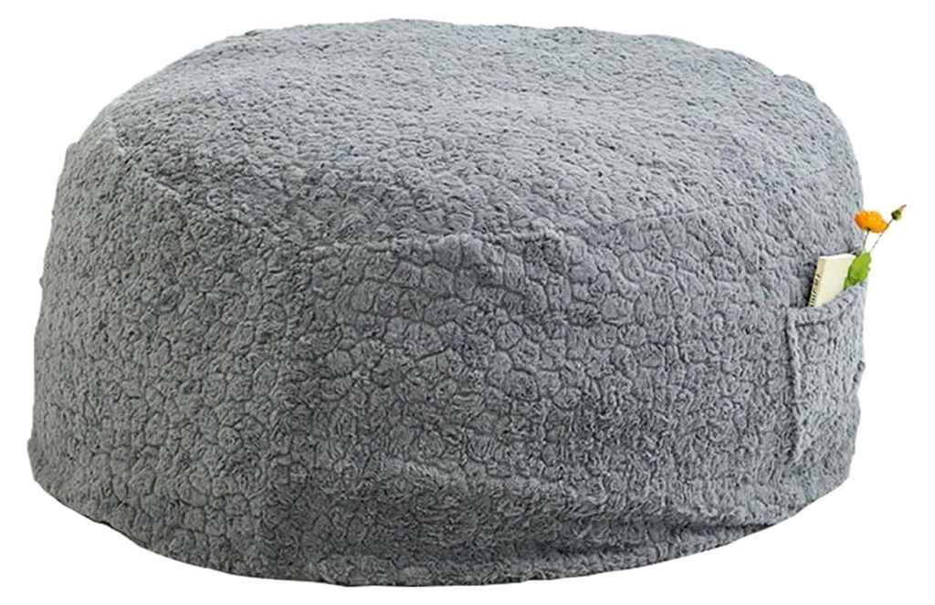 Großer Sitzsackbezug für Erwachsene (ohne Füllung), Runde Weiche Imitation Kaninchenfell Sitzsackhülle für Wohnzimmer und Schlafzimmer, 120x50 cm