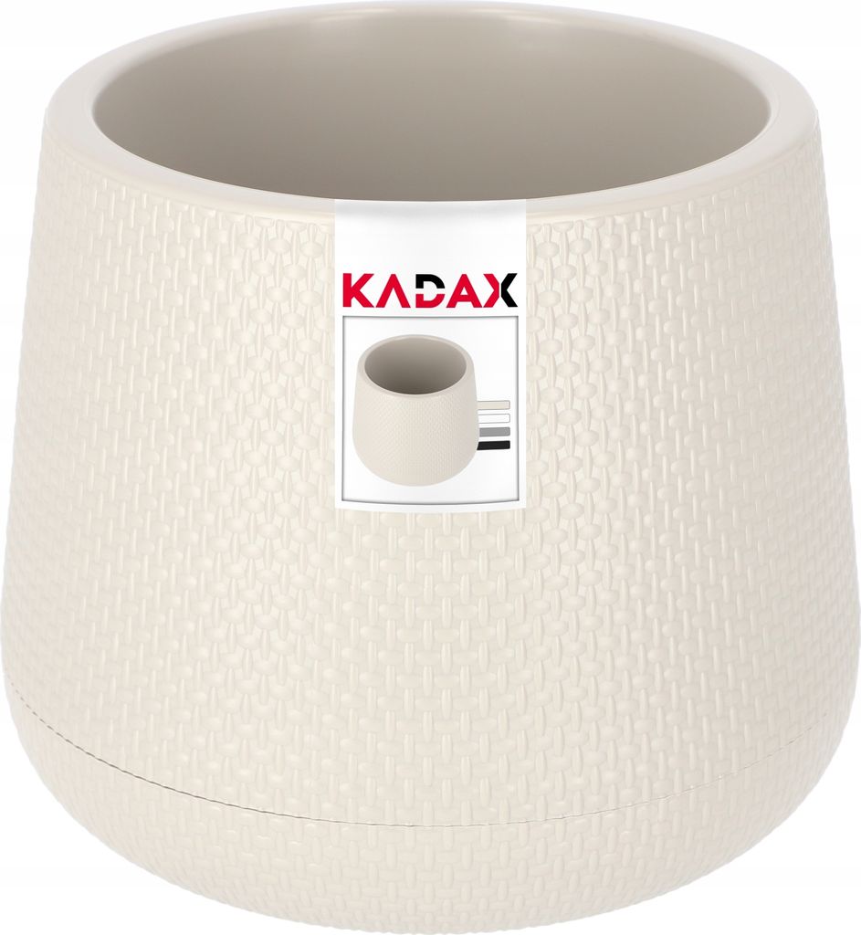KADAX Blumentopf aus Kunststoff "Peri", Topf mit Untersetzer im Set, Pflanzentopf, 17 cm, Beige