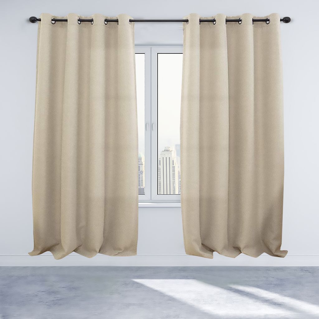 HxB Beige Ösen Gardinen Blickdicht Wohnzimmer 175 x 140 cm EINFEBEN Vorhänge Verdunkelungsvorhang für Schlafzimmer 2er Set