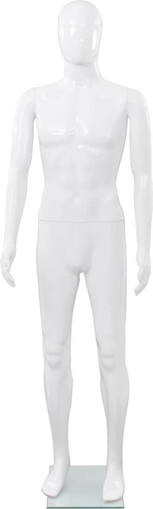 vidaXL Mužská figurína se skleněným podstavcem bílá 185 cm Obrázek produktu 