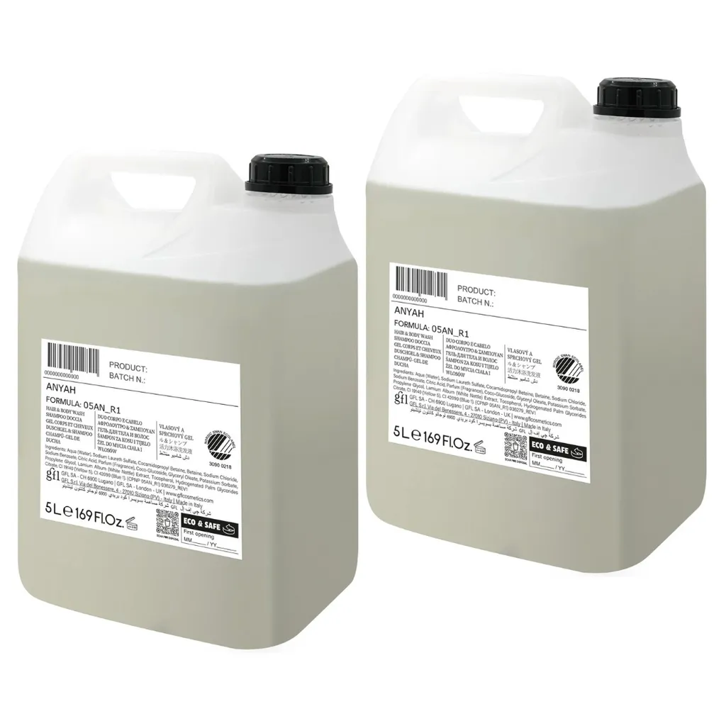 Shampooing et Gel Douche Anyah 2 en 1 - 2 Recharges de 5L Vegan