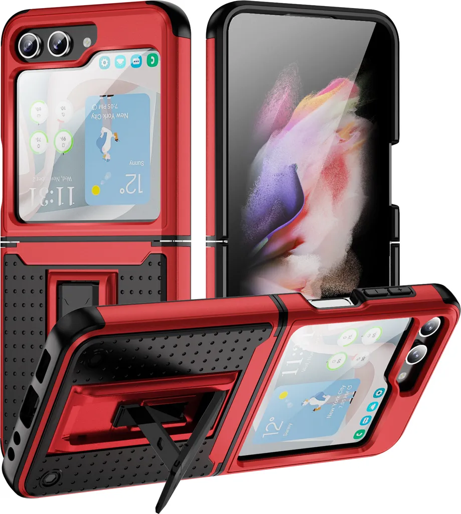 Custodia Samsung Z Flip 5 Ibrida Rosso Nero - Protezione Antiurto PC TPU