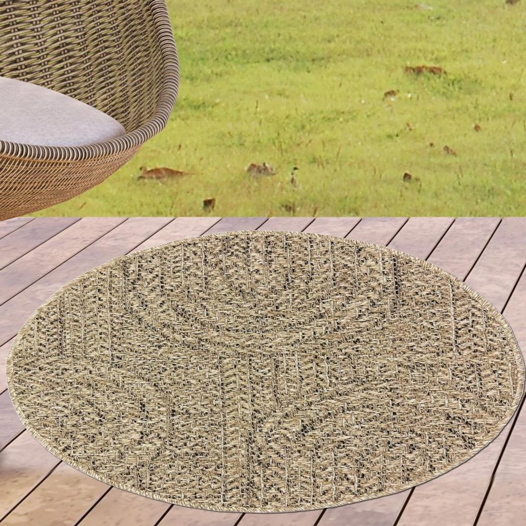 In- & Outdoorteppich im Jute-Look in natürlichen Farben Größe - 80 cm Rund