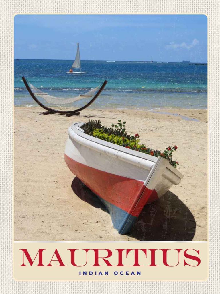 vianmo Holzschild 40x30 cm Mauritius Indischer Ozean Boot Bildmotiv Reisemotiv Abenteuer Reisen