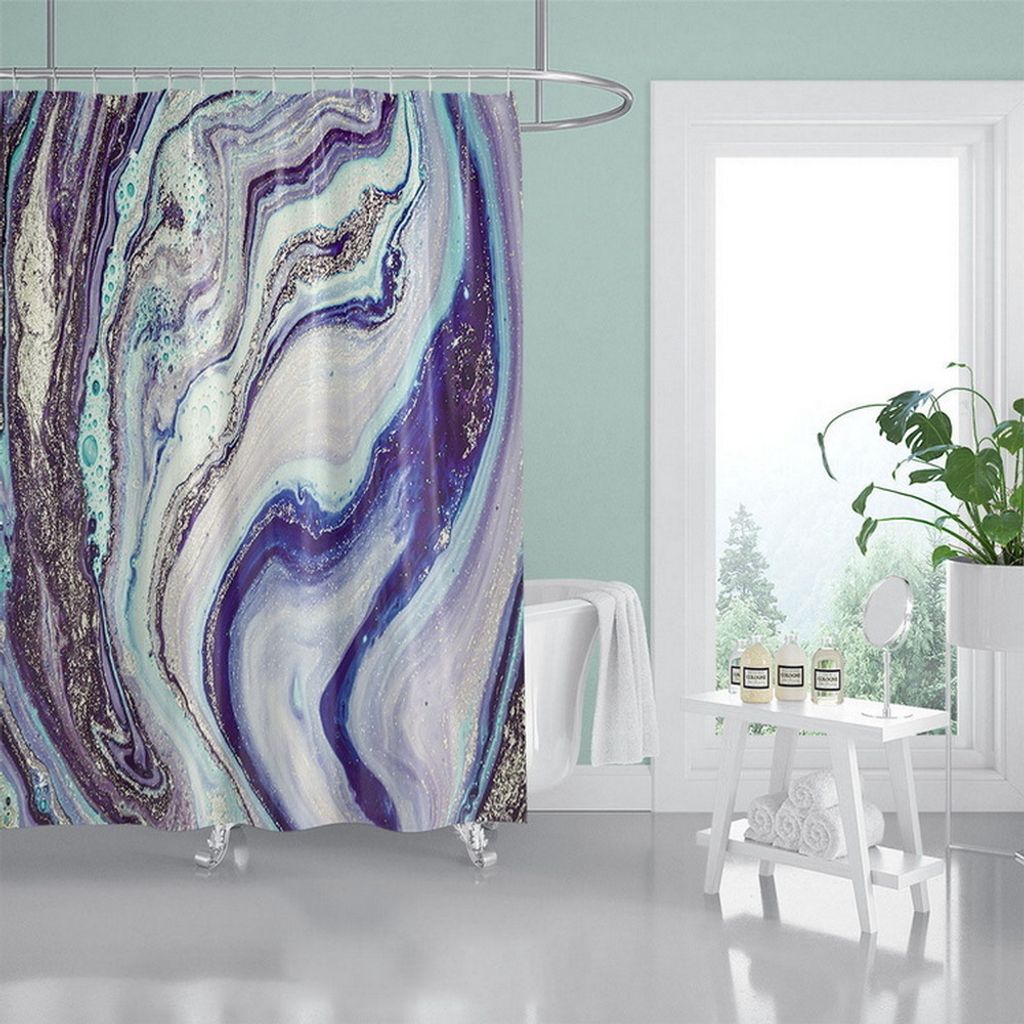 150x180 cm Wasserdichter und Schimmelresistenter Polyester-Duschvorhang, Moderner Einfacher Digitaldruck-Duschvorhang für Badezimmer, Stil 6