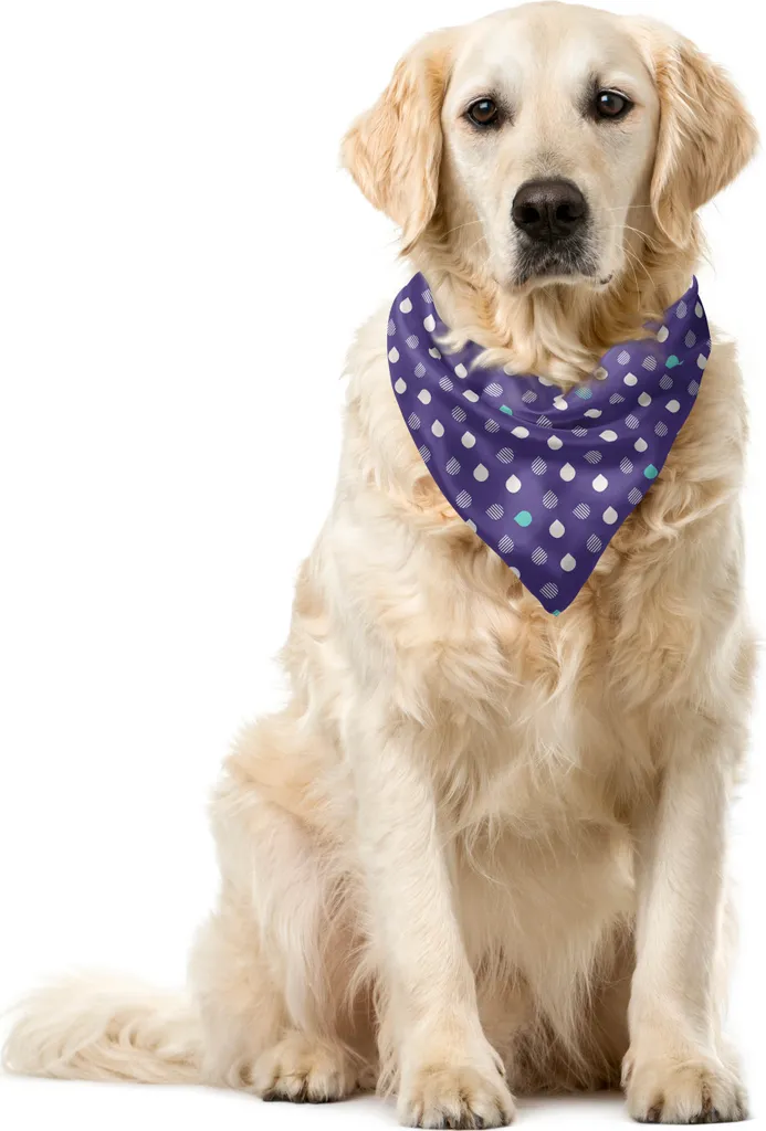 ABAKUHAUS Bandana astratta per animali domestici, strisce su forme rotonde, 55x55 cm, blu cadetto-quarzo